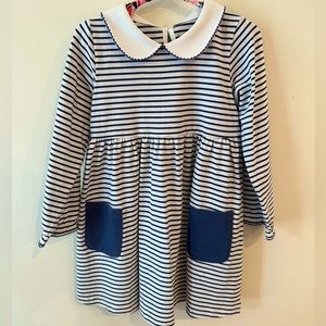 Girls knit cotton striped dress
